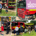 Montage of photographs including the children enjoying the fire engines