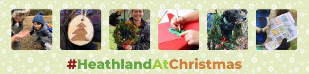 Heathland At Christmas banner showing wreath making and other Christmas activities